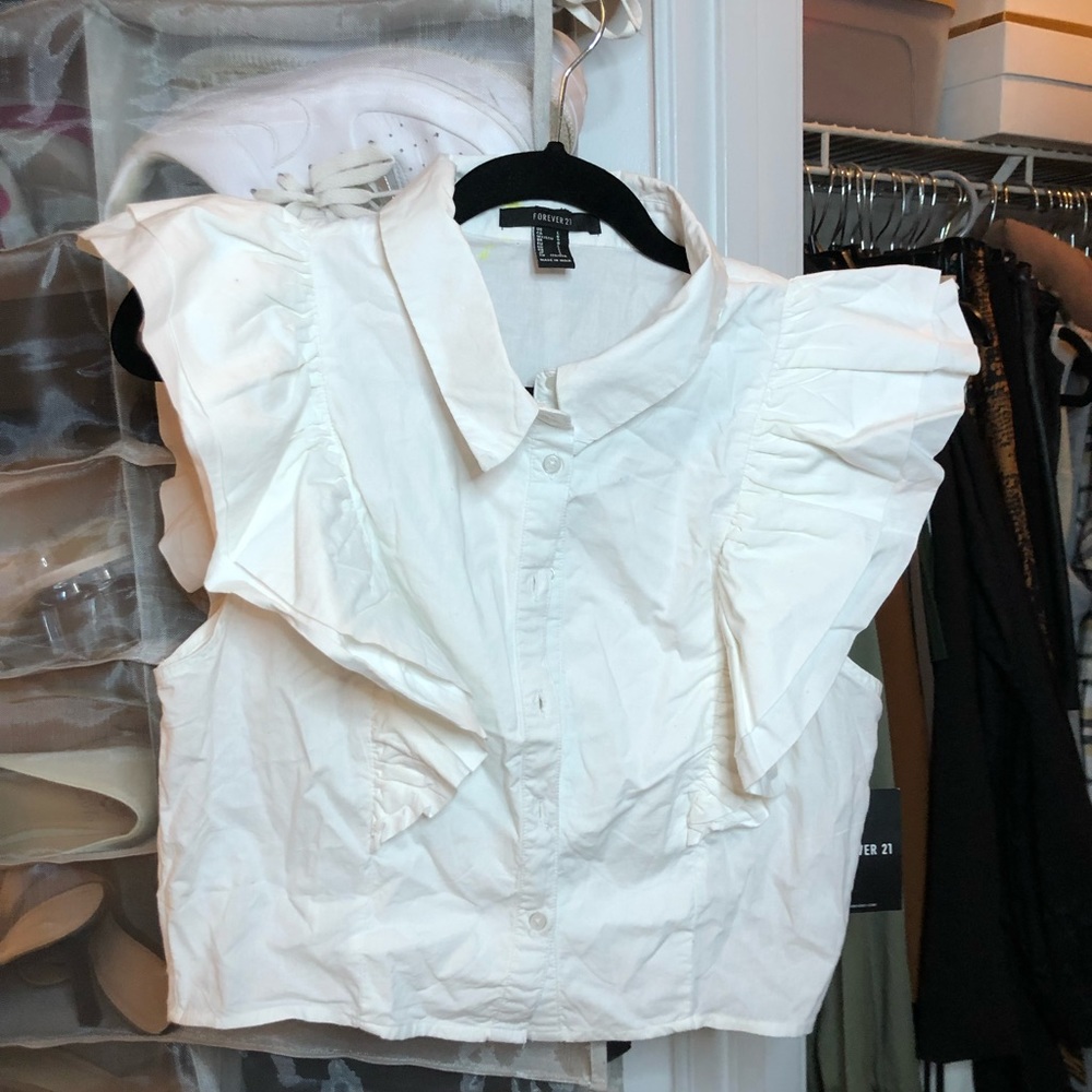 Ruffled white blouse